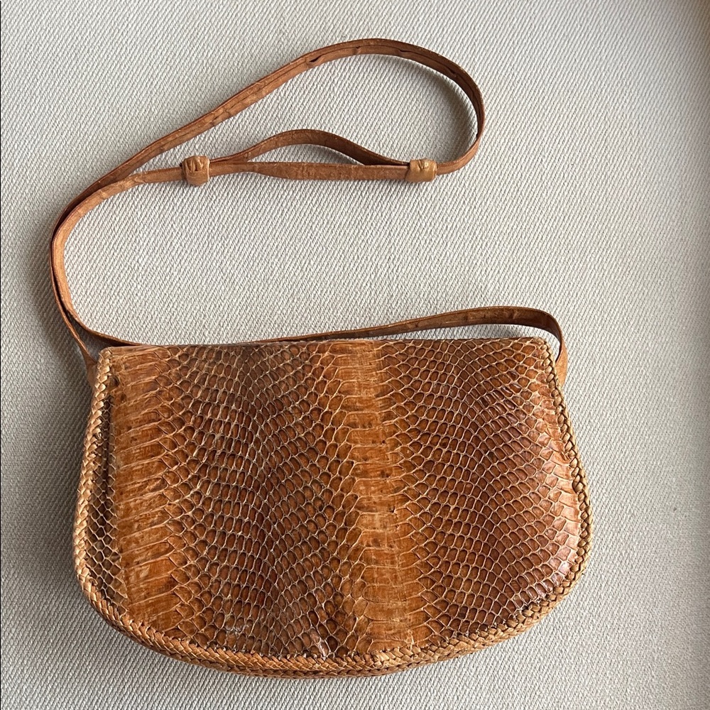 🫶🏻 LIVE SHOW DEAL Genuine (Cobra?) Snakeskin & Leather  | Artisan Whipstitch Bag